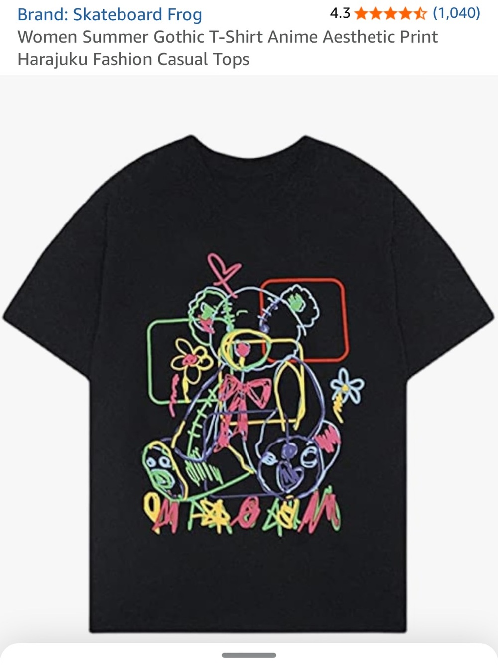 Women’s Black Neon Sketch Graphic Tee